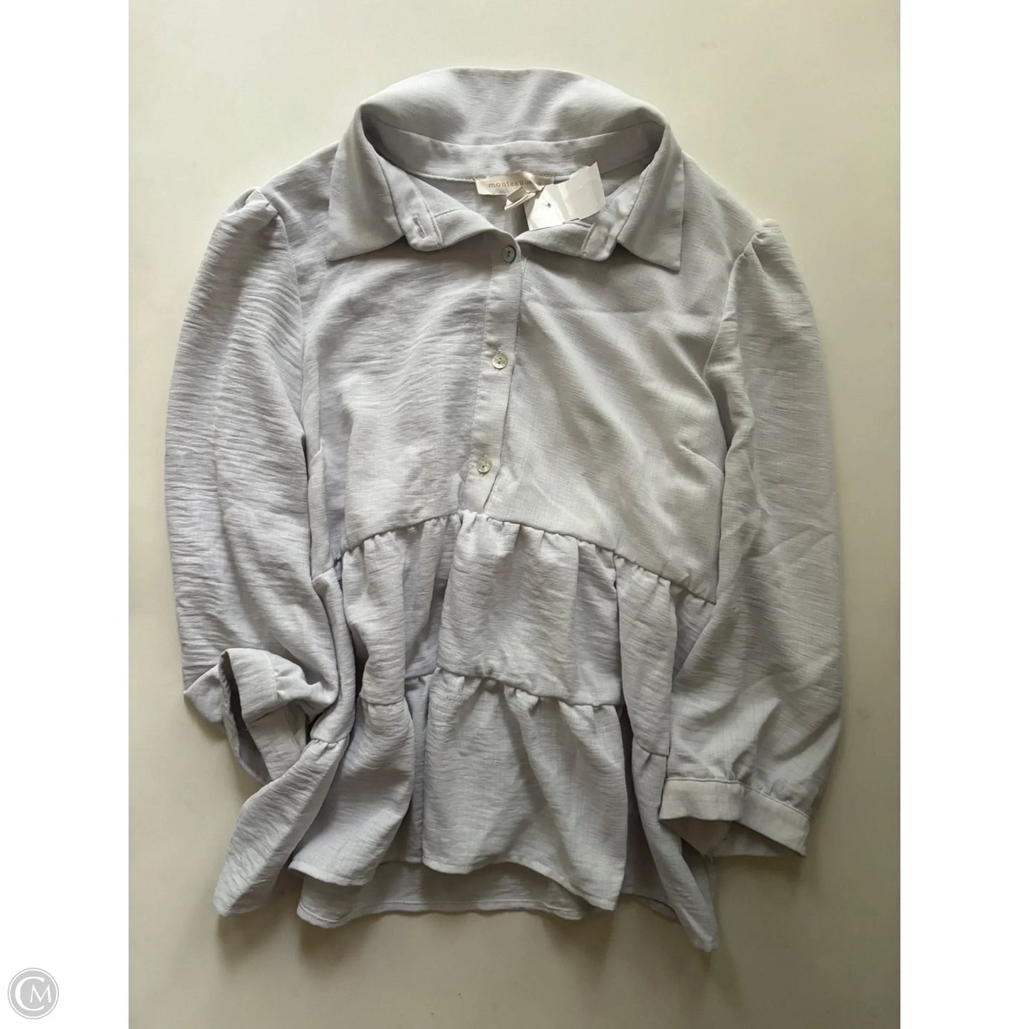 Blouse Short Sleeve By Monteau In White, Size: Xl
