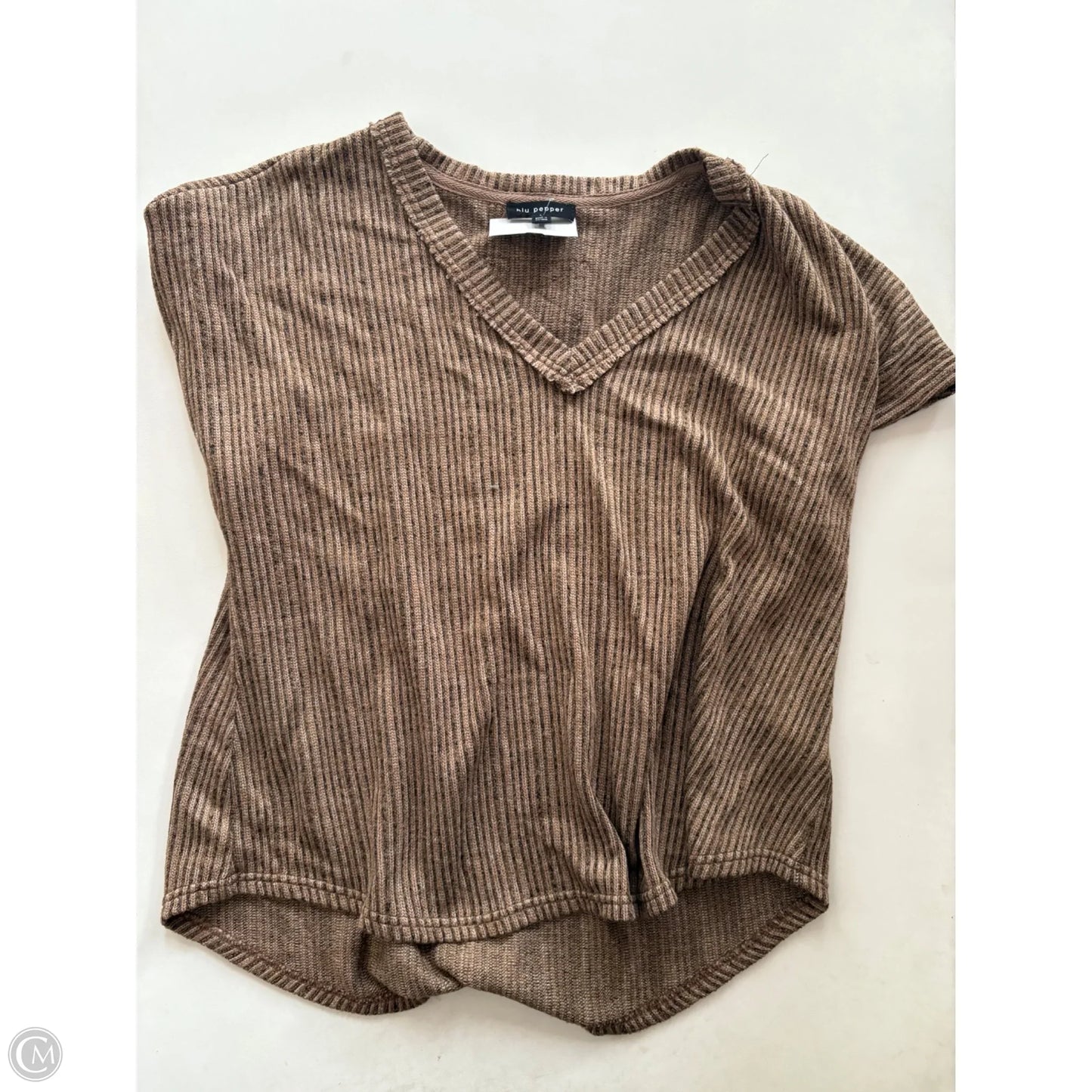 Top Short Sleeve By Blu Pepper In Brown, Size: L