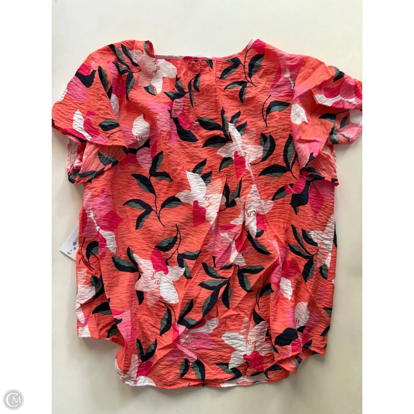 Blouse Short Sleeve By Liz Claiborne In Floral Print, Size: Xl