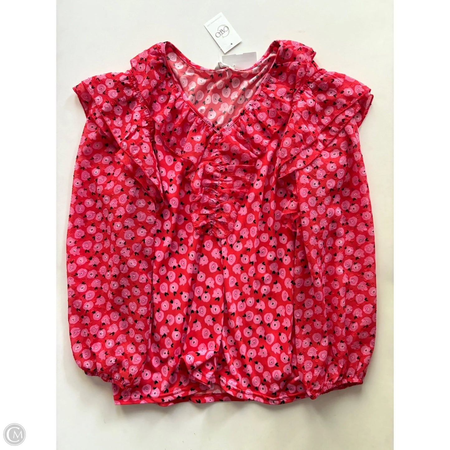 Blouse Long Sleeve By Cato In Floral Print, Size: L