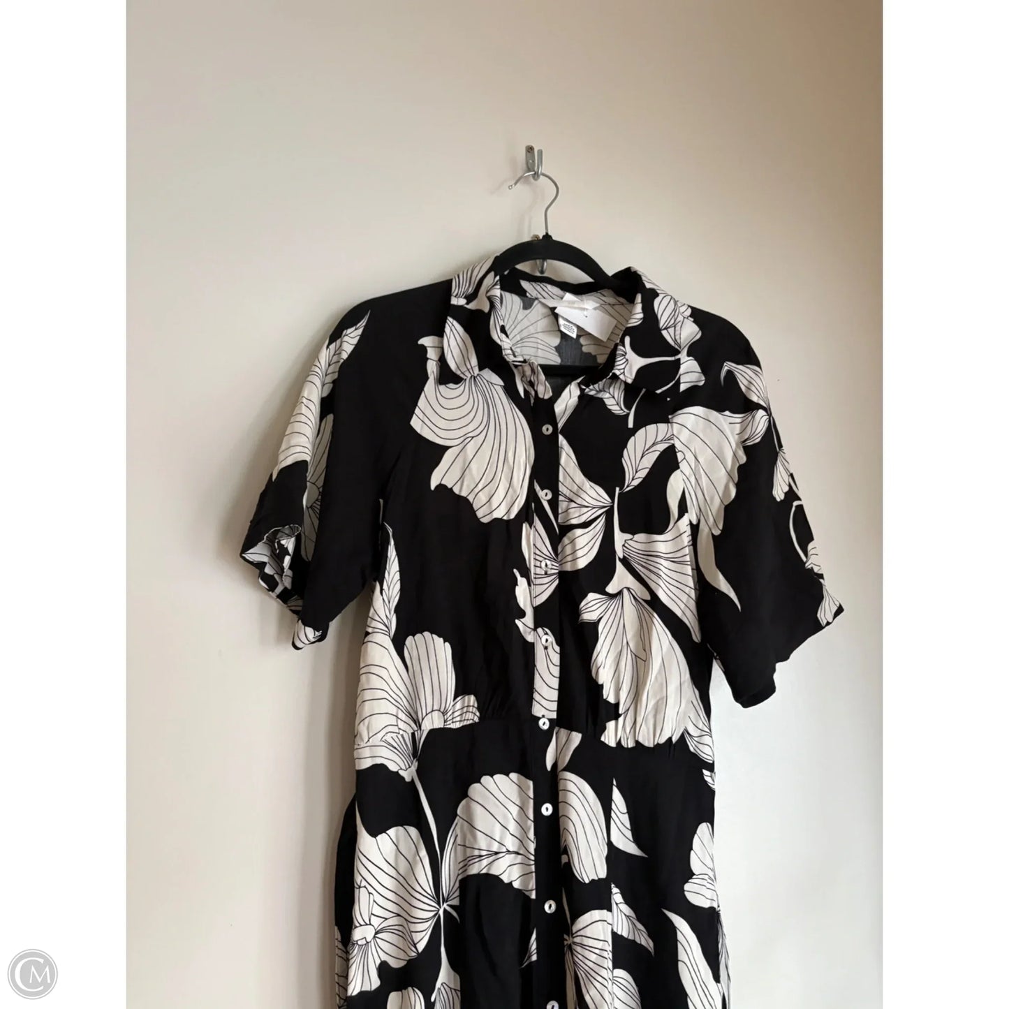 Dress Casual Maxi By H&m In Black & Cream, Size: M