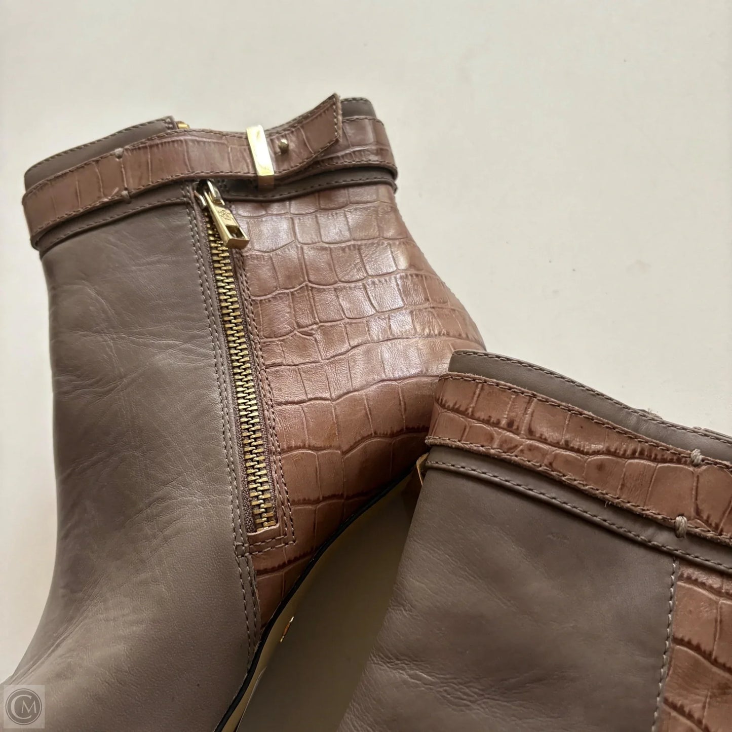 Boots Ankle Heels By Ann Taylor In Grey, Size: 10