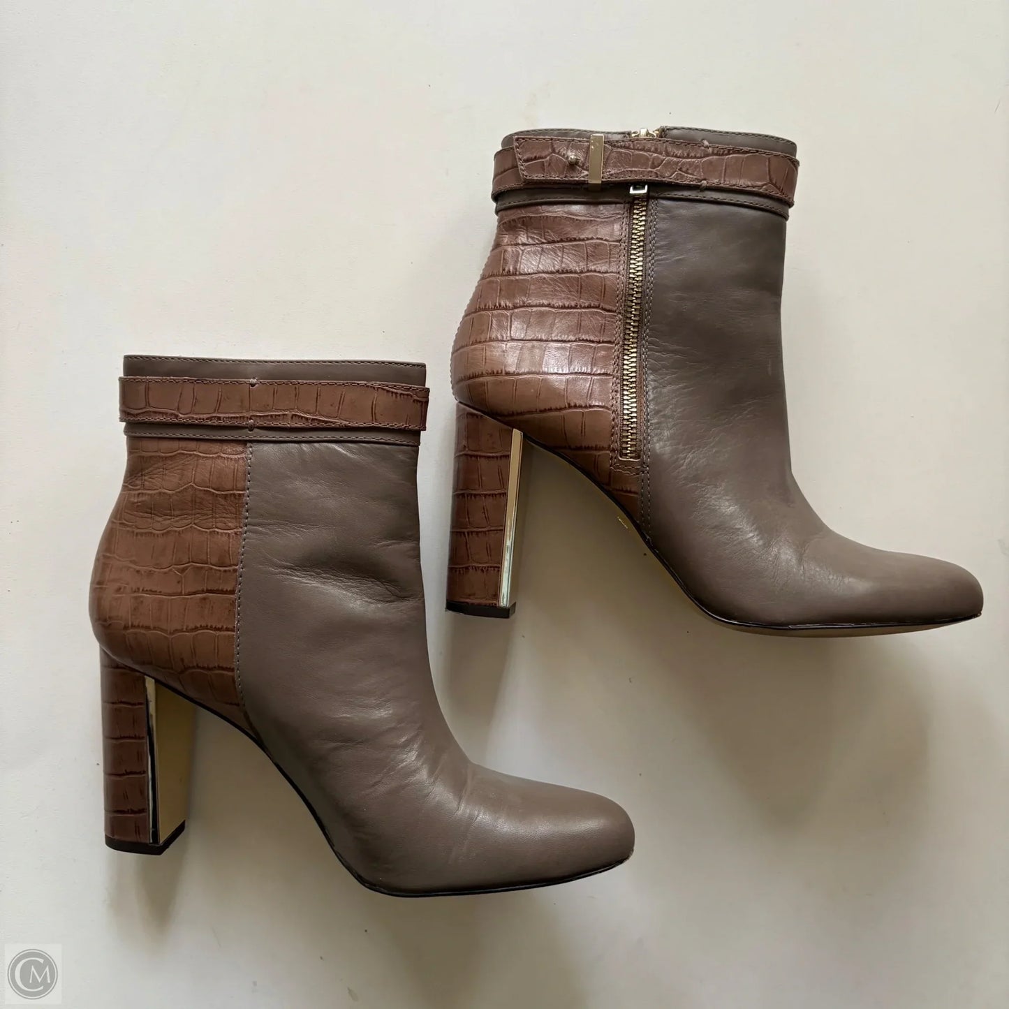 Boots Ankle Heels By Ann Taylor In Grey, Size: 10