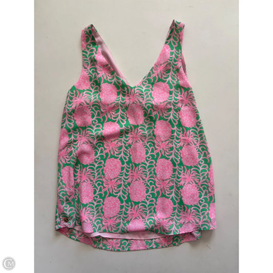 Tank Top Designer By Lilly Pulitzer In Green & Pink, Size: Xs