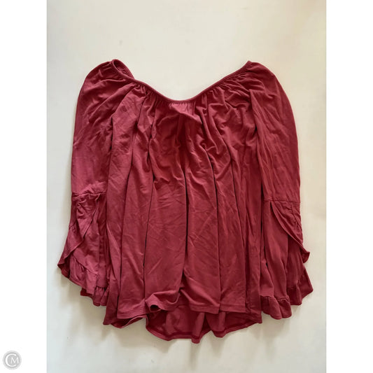 Top Long Sleeve By A Gain In Brown, Size: S