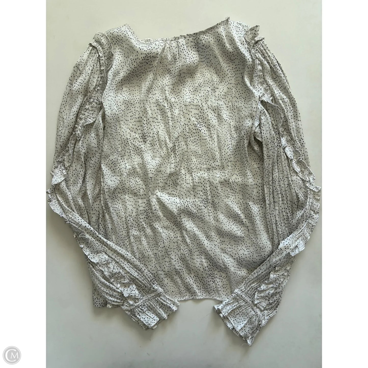 Blouse Long Sleeve By Loft In Polkadot Pattern, Size: S