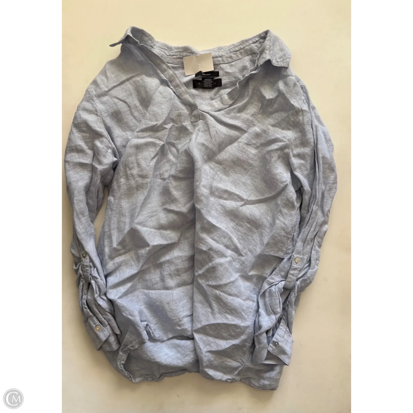 Top Long Sleeve By Tahari In Blue, Size: 1x