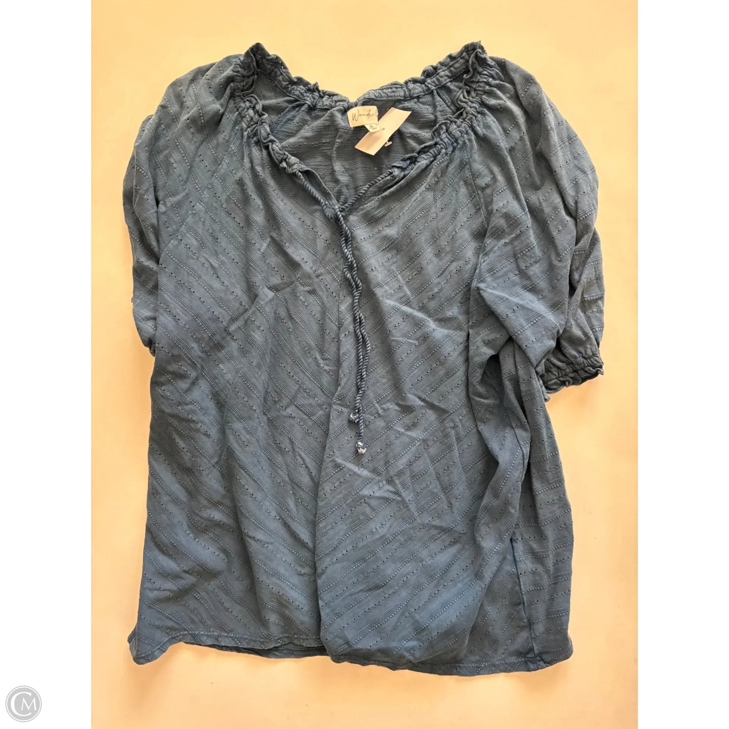 Top Short Sleeve By Wonderly In Blue, Size: M