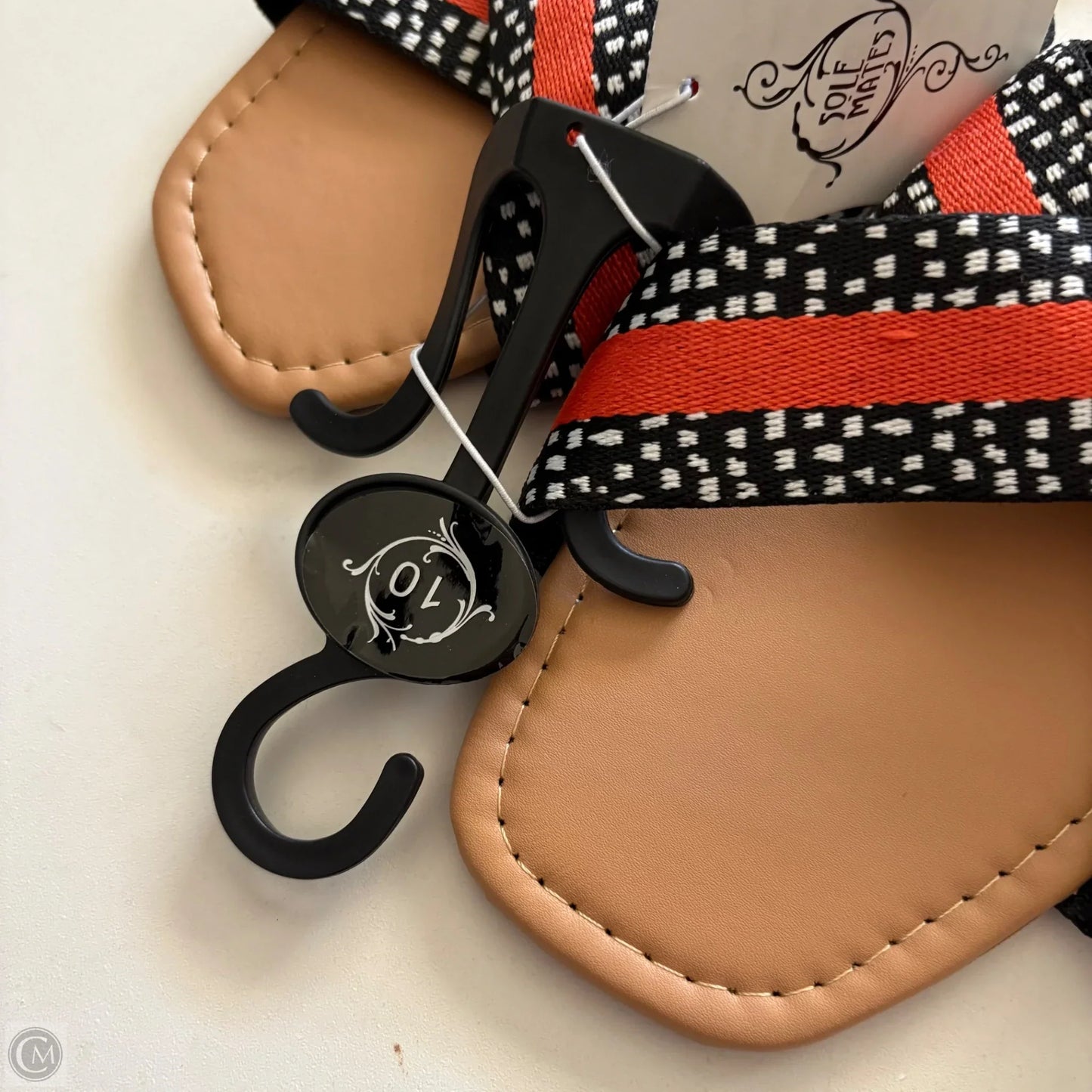 Sandals Flip Flops By Clothes Mentor In Black & Orange, Size: 10