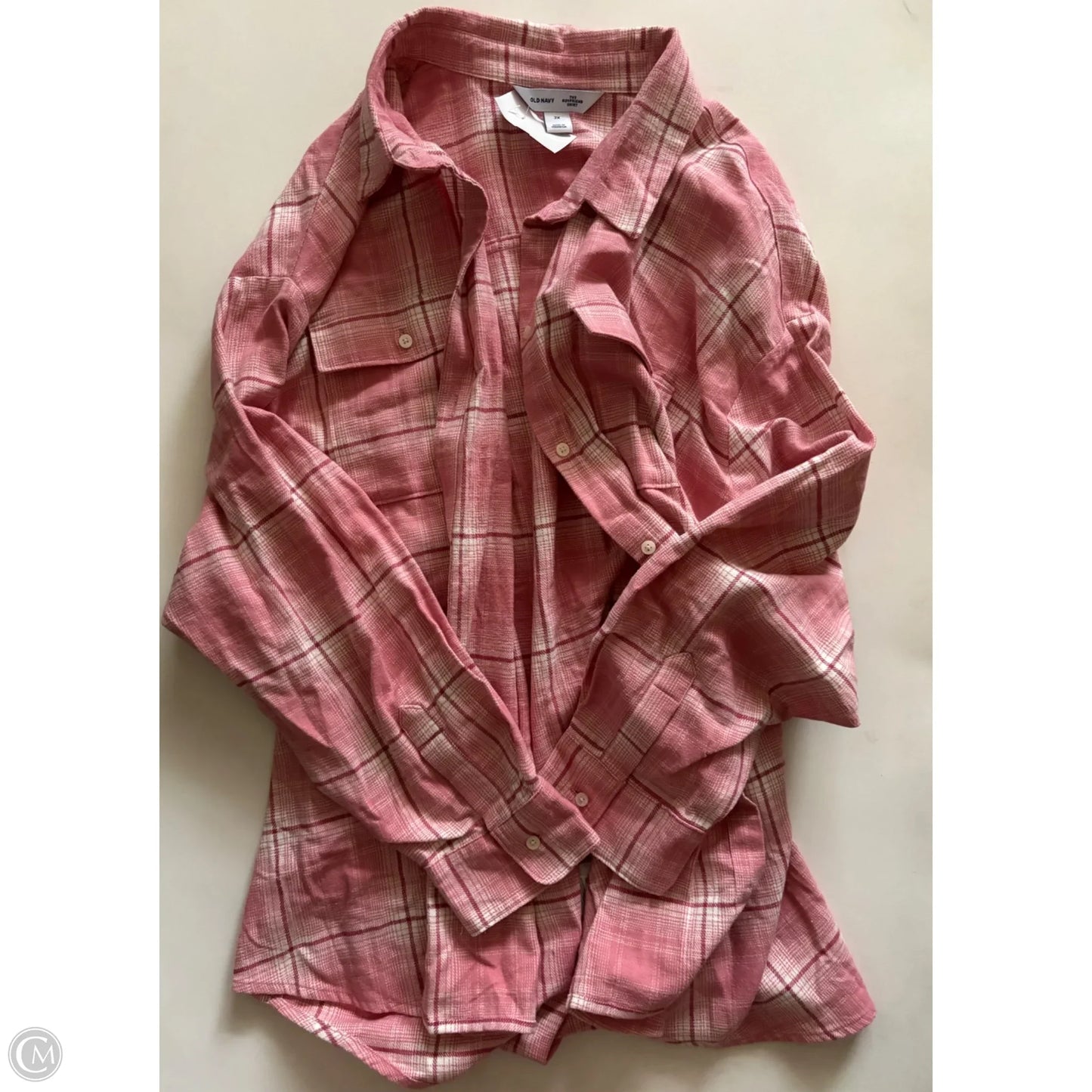 Top Long Sleeve By Old Navy In Plaid Pattern, Size: 2x