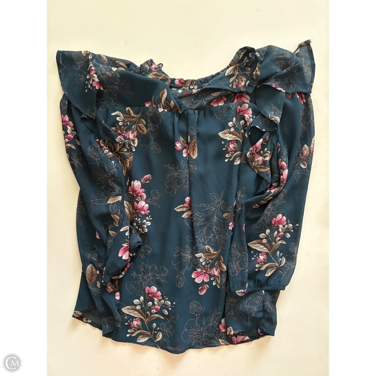 Blouse Long Sleeve By Monteau In Floral Print, Size: L