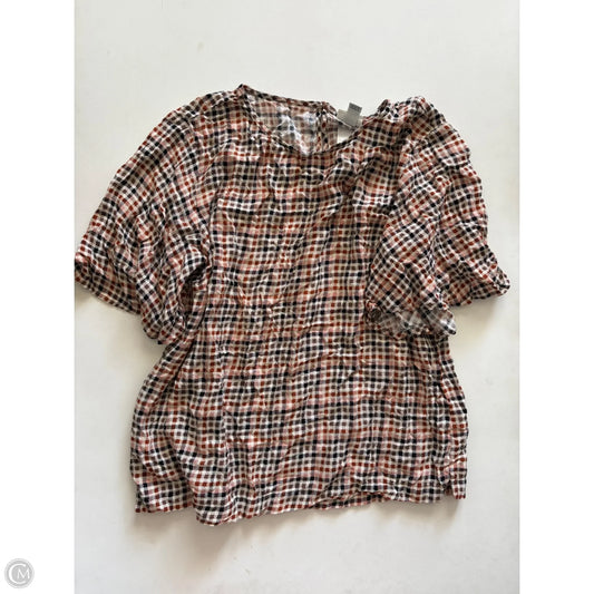 Top Short Sleeve By A New Day In Plaid Pattern, Size: M
