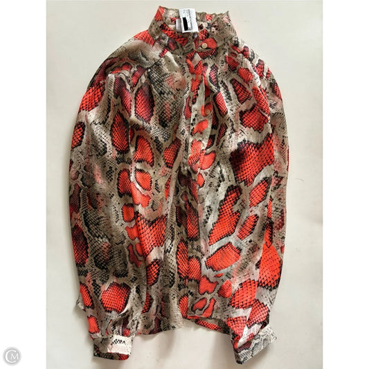 Blouse Long Sleeve By Oc By Oleg Cassini In Animal Print, Size: S