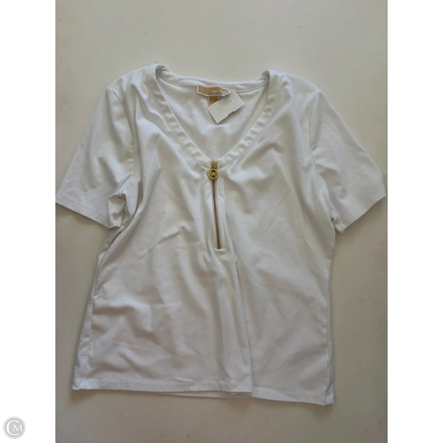 Top Short Sleeve By Michael Kors In White, Size: L