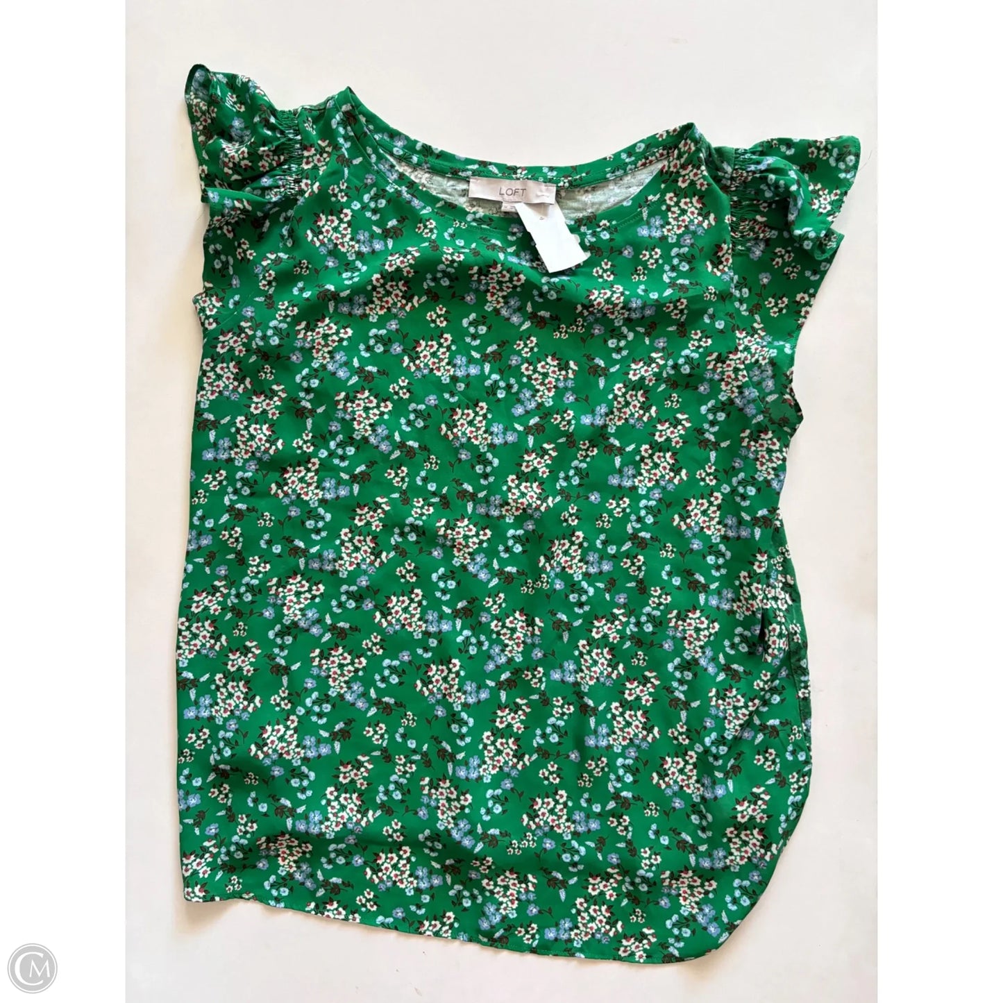 Blouse Short Sleeve By Loft In Green, Size: M