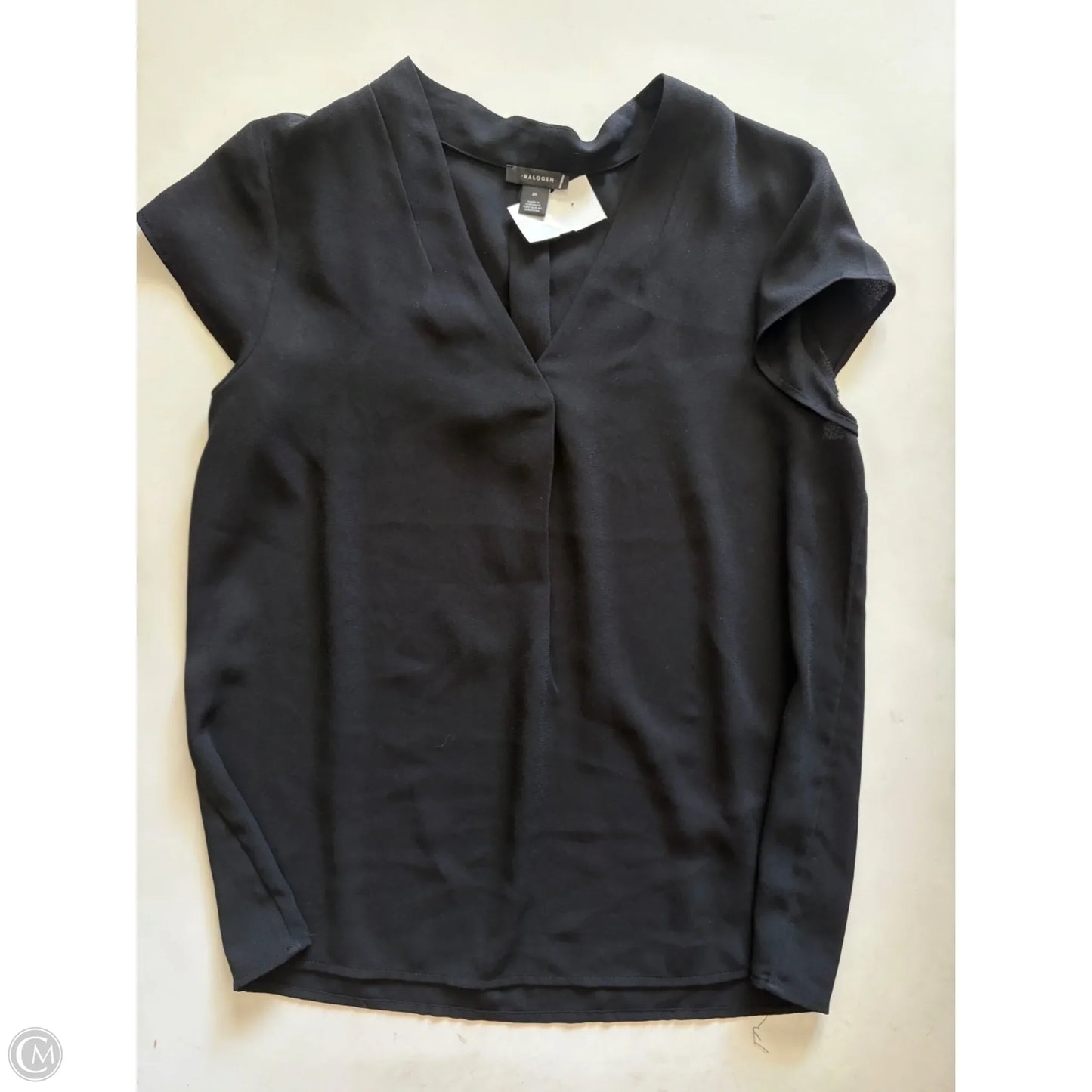 Blouse Short Sleeve By Halogen In Black, Size: M