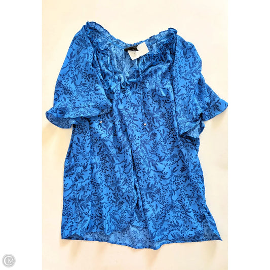 Blouse Short Sleeve By Liz Claiborne In Blue, Size: Xl