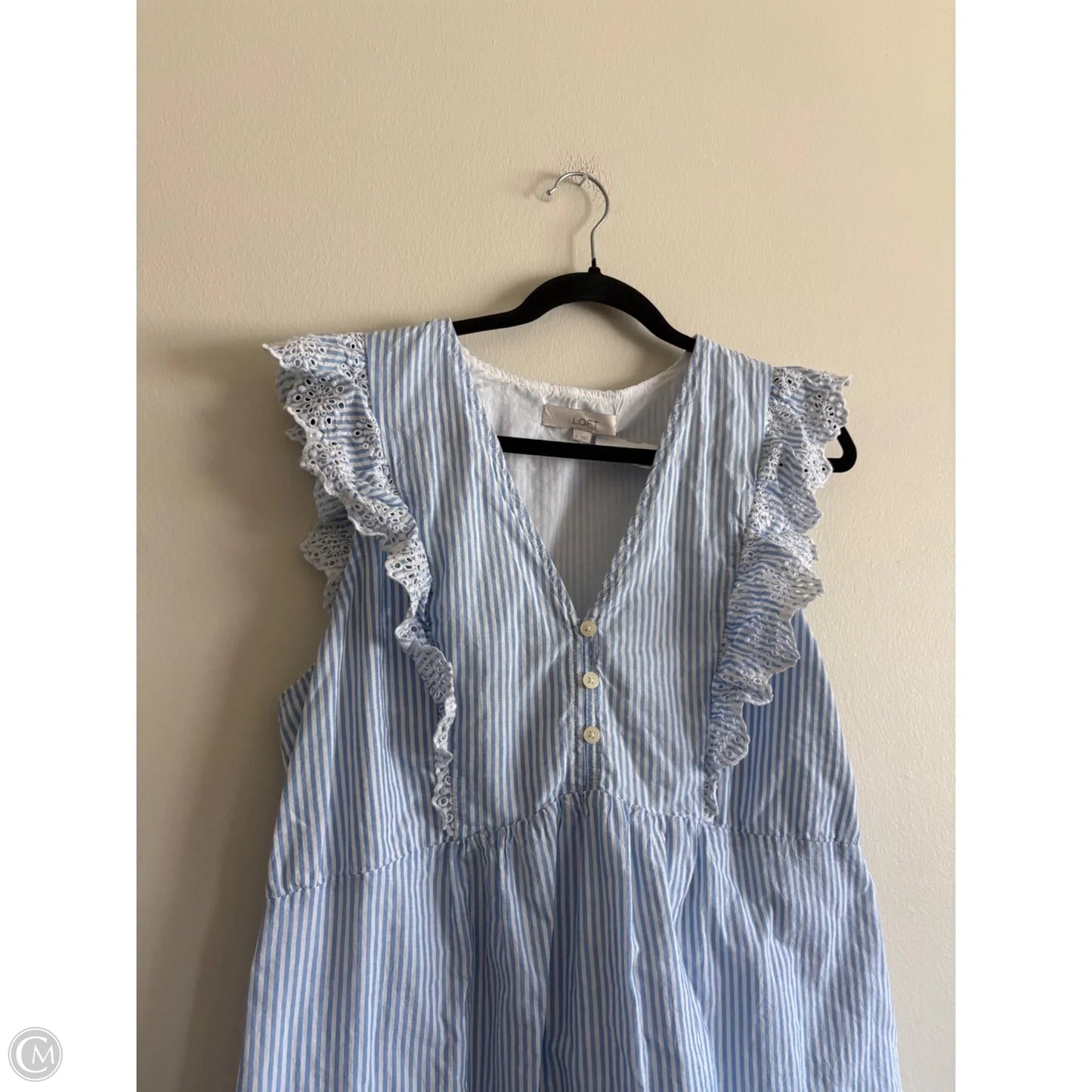 Dress Casual Midi By Loft In Striped Pattern, Size: L