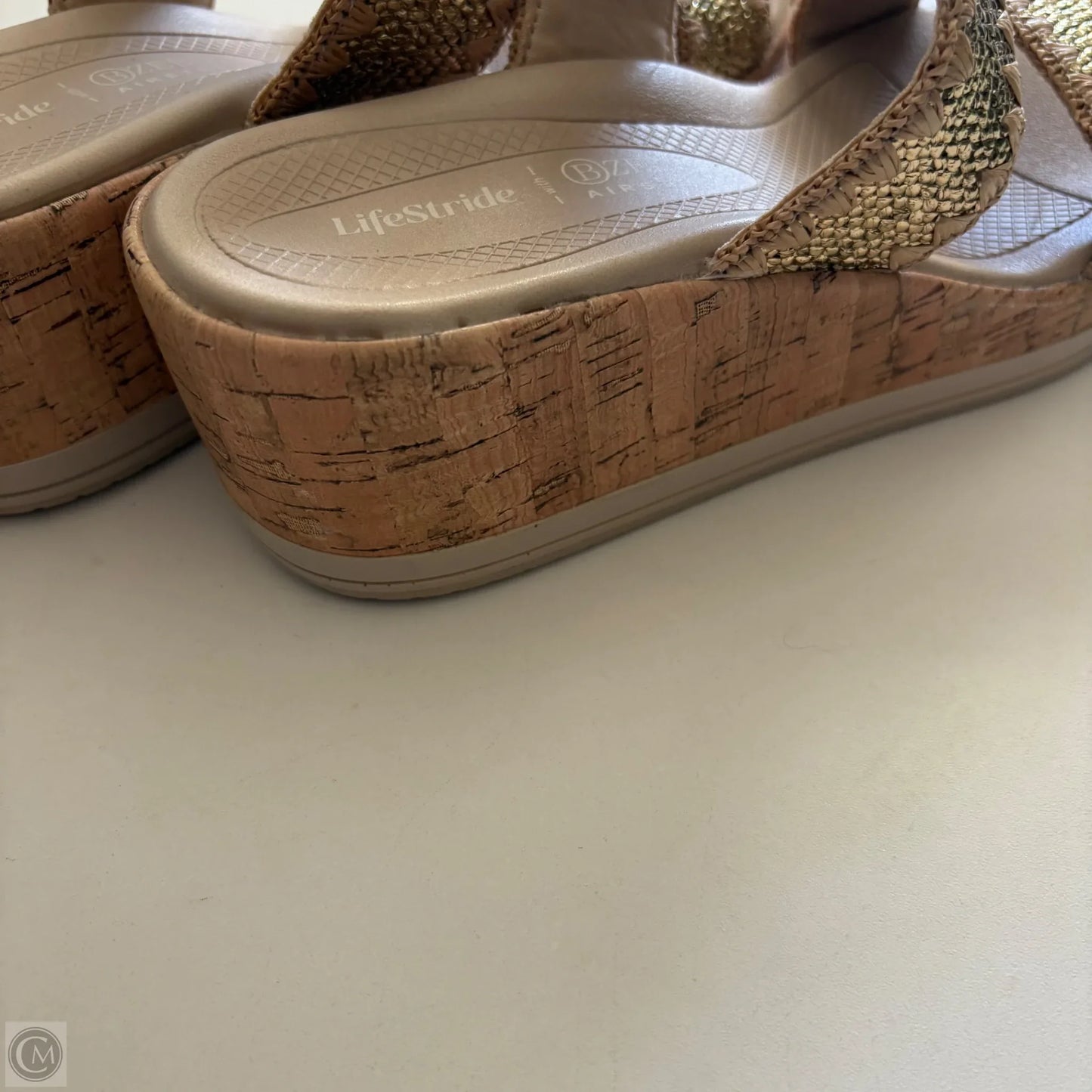 Sandals Heels Wedge By Life Stride In Gold, Size: 10