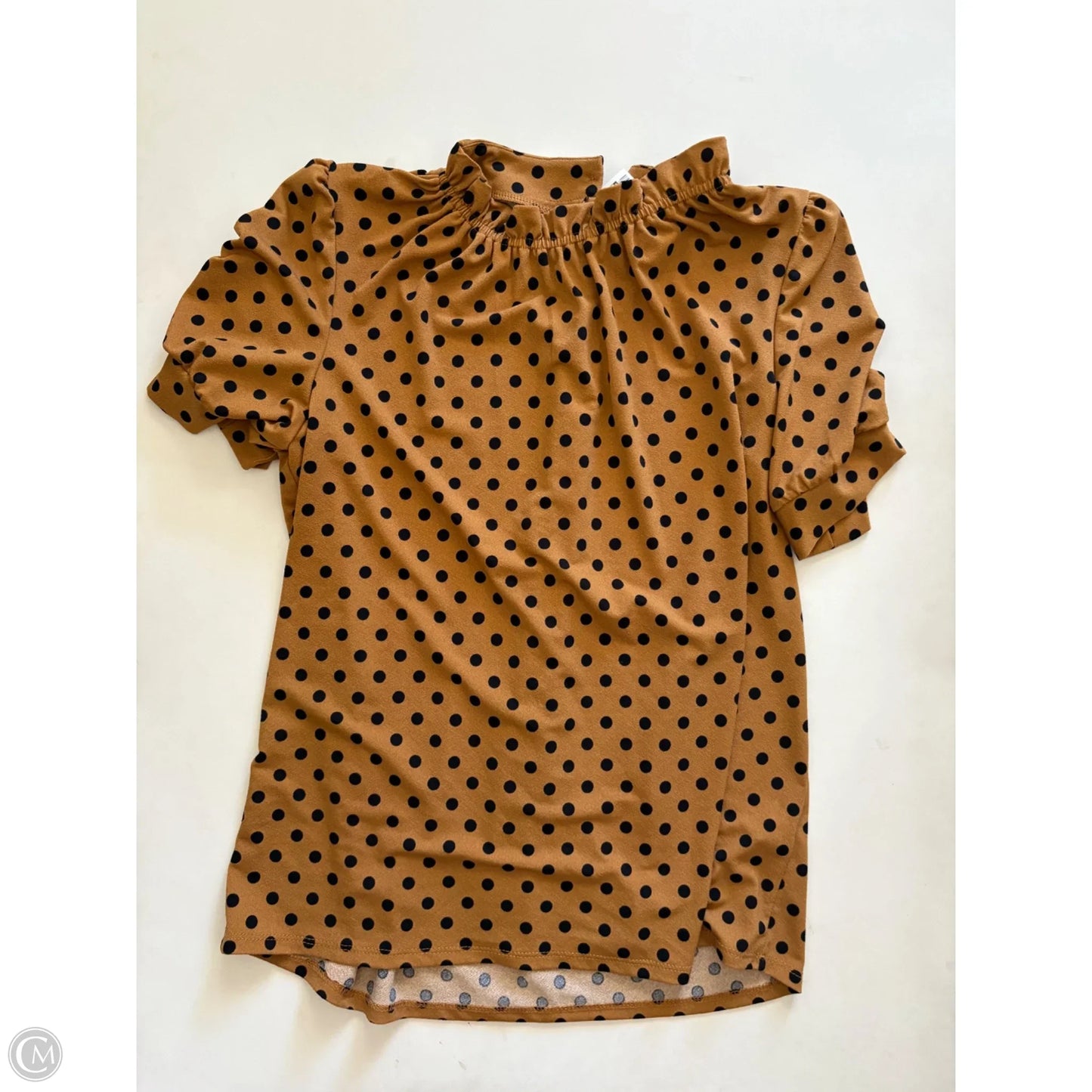 Blouse Short Sleeve By Adrianna Papell In Polkadot Pattern, Size: M