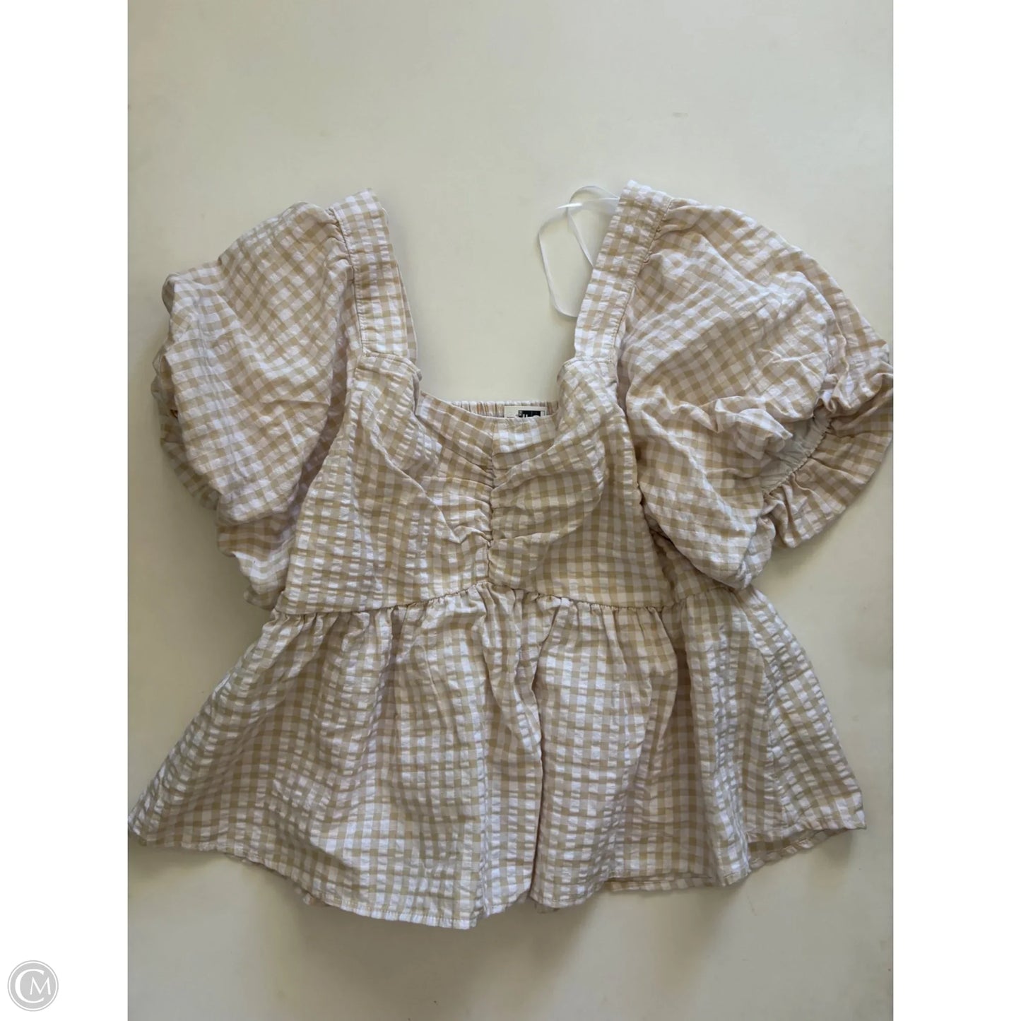 Top Short Sleeve By Old Navy In Checkered Pattern, Size: L