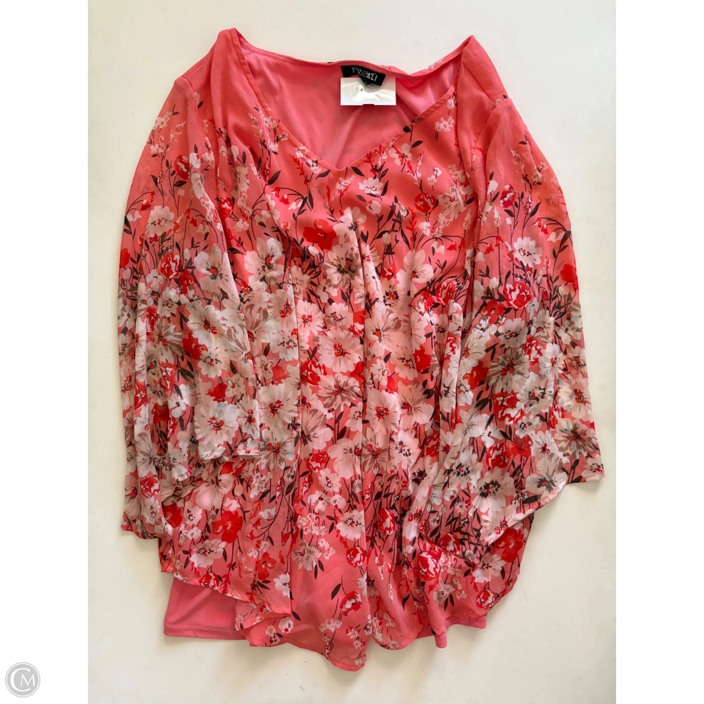 Blouse Long Sleeve By Roz And Ali In Orange, Size: 1x