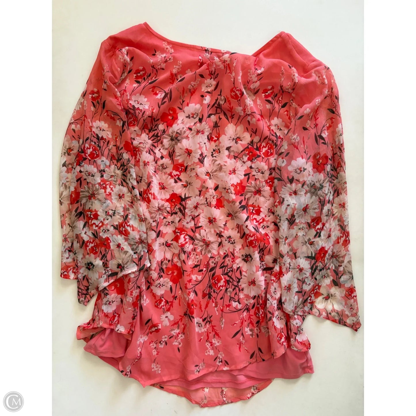 Blouse Long Sleeve By Roz And Ali In Orange, Size: 1x