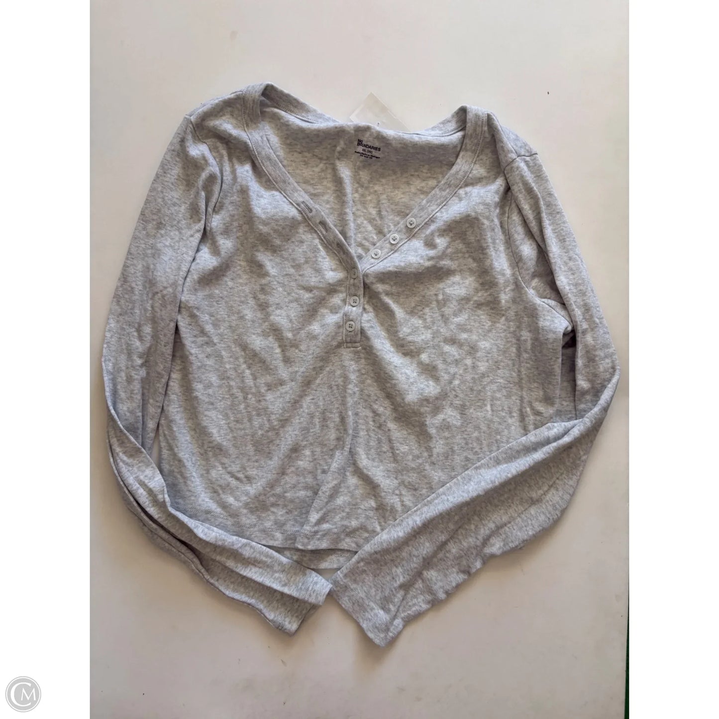 Top Long Sleeve By No Boundaries In Grey, Size: 2x