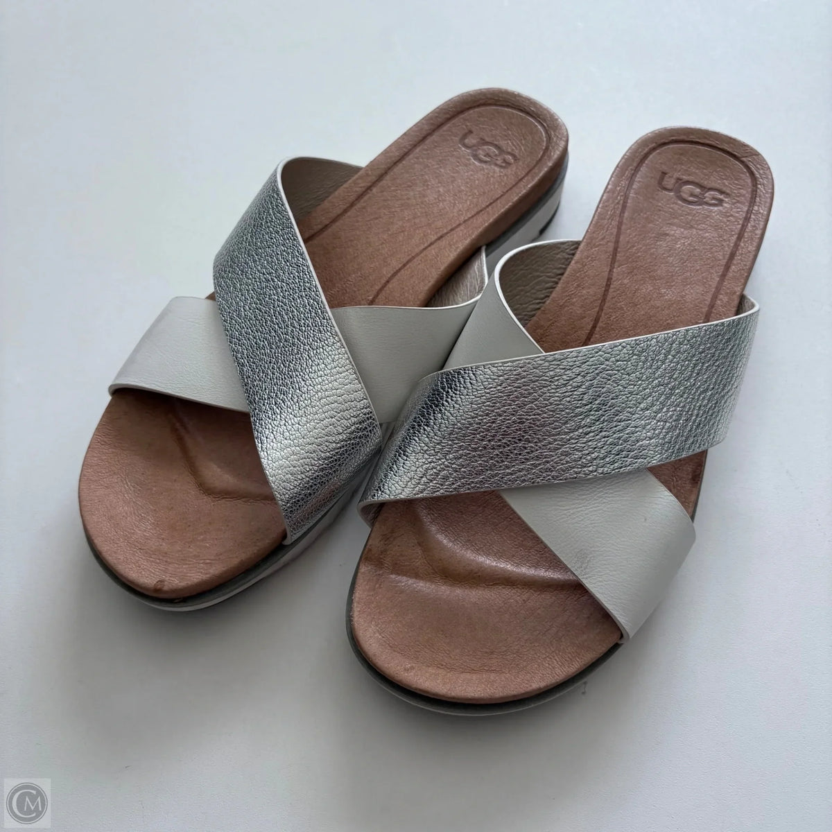 Sandals Designer By Ugg In Silver, Size: 8
