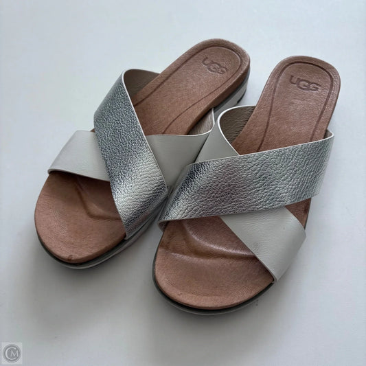 Sandals Designer By Ugg In Silver, Size: 8