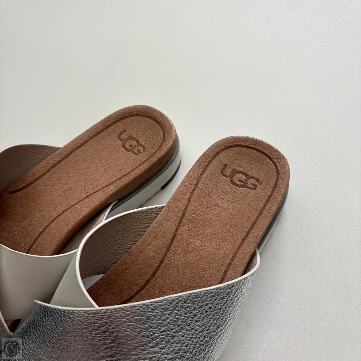 Sandals Designer By Ugg In Silver, Size: 8