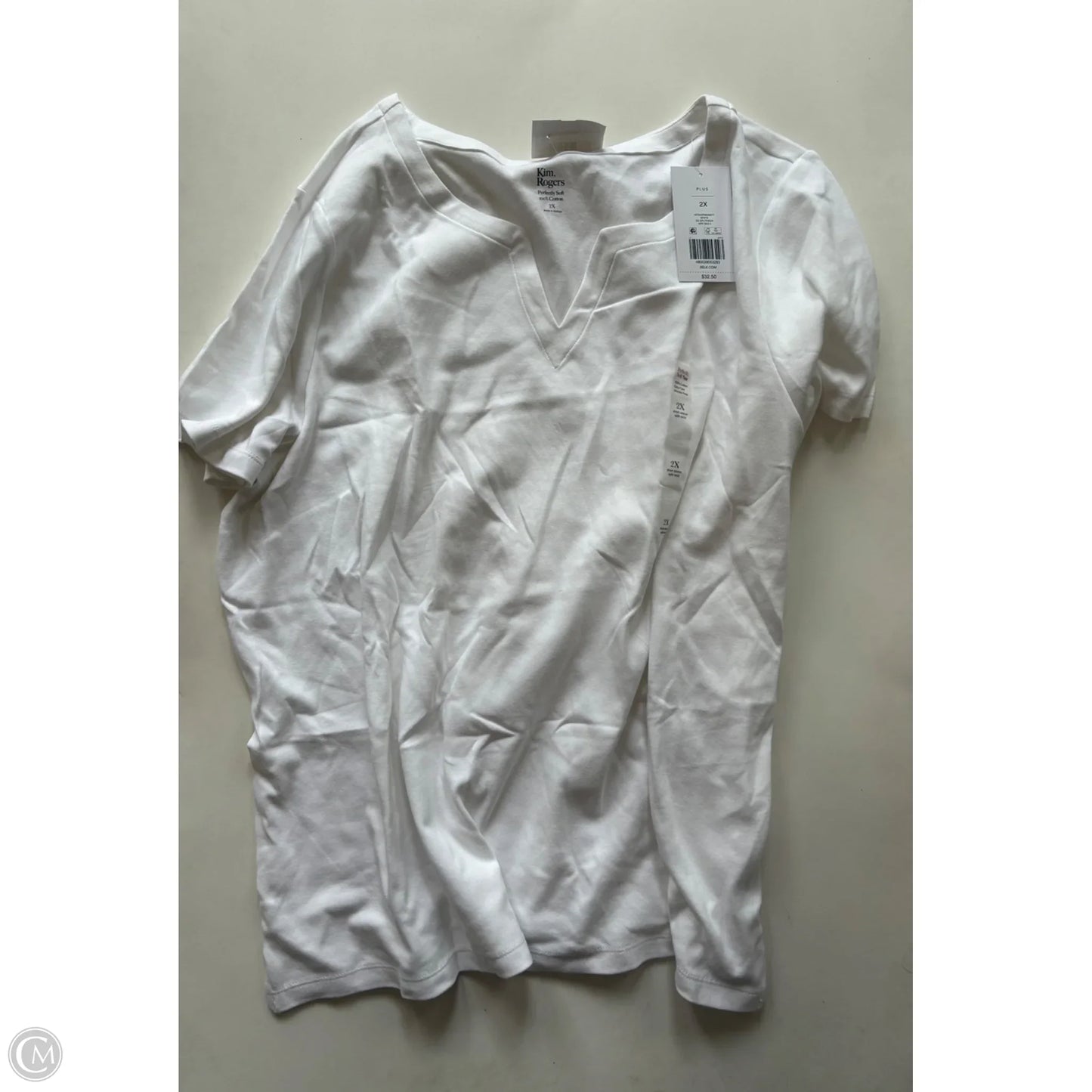 Blouse Short Sleeve By Kim Rogers In White, Size: 2x