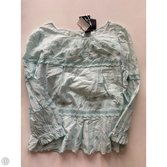 Blouse Long Sleeve By Kaari Blue In Blue, Size: Xl