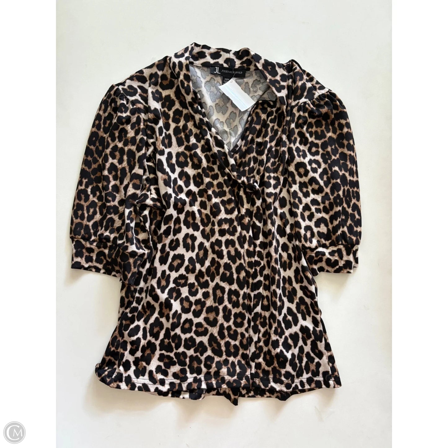 Blouse Short Sleeve By Jules & Leopold In Leopard Print, Size: M