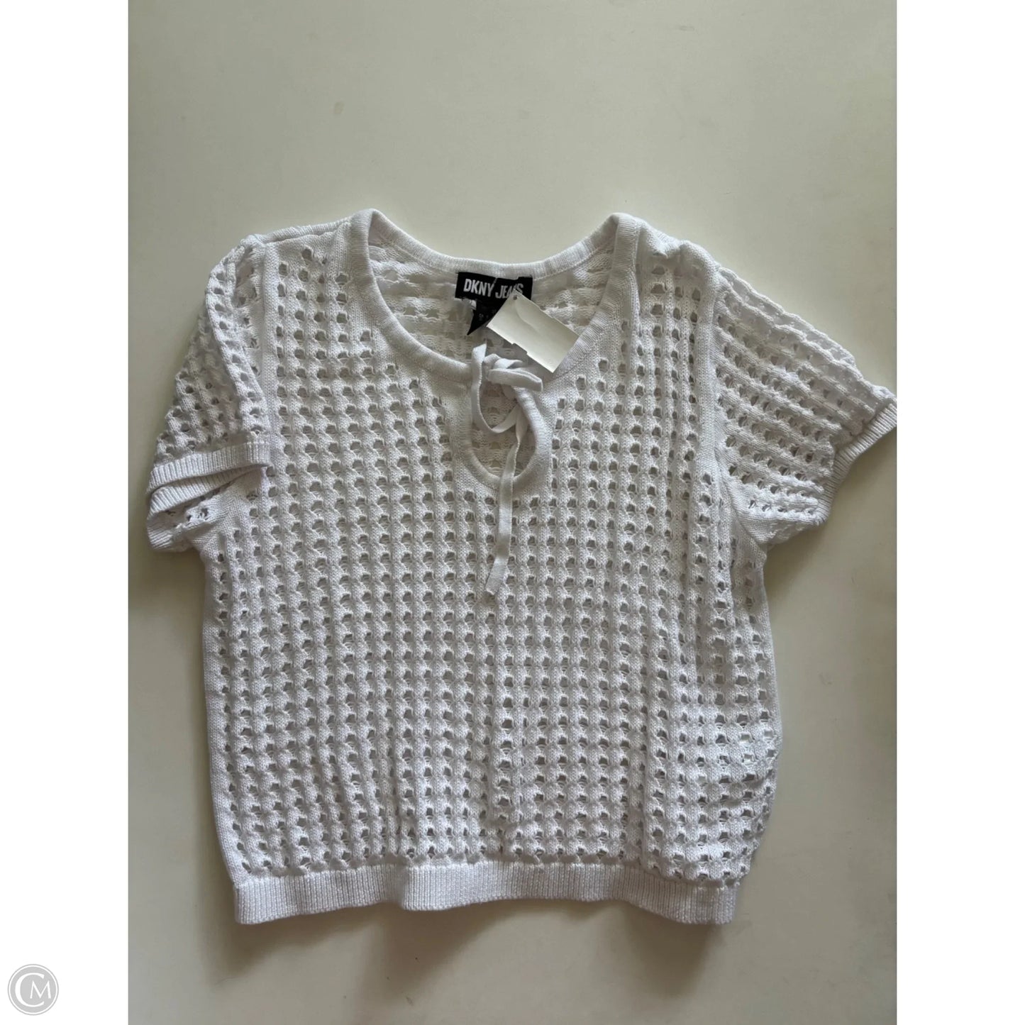 Blouse Short Sleeve By Dkny In White, Size: L
