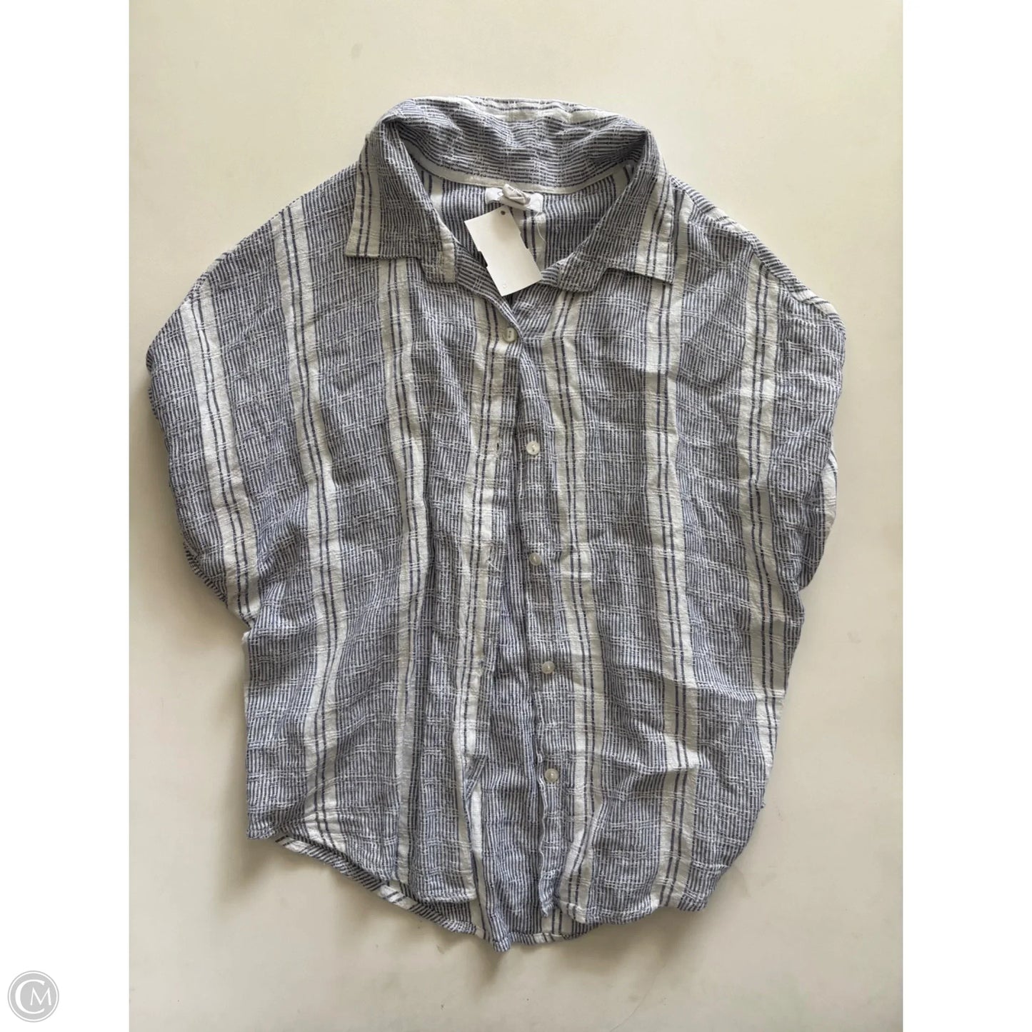 Blouse Short Sleeve By Japna In Striped Pattern, Size: M