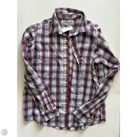 Blouse Long Sleeve By Wrangler In Plaid Pattern, Size: Xl