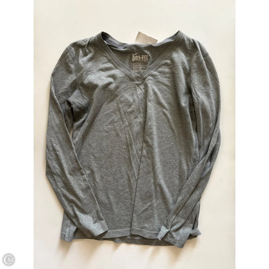 Athletic Top Long Sleeve Collar By Nike In Grey, Size: M