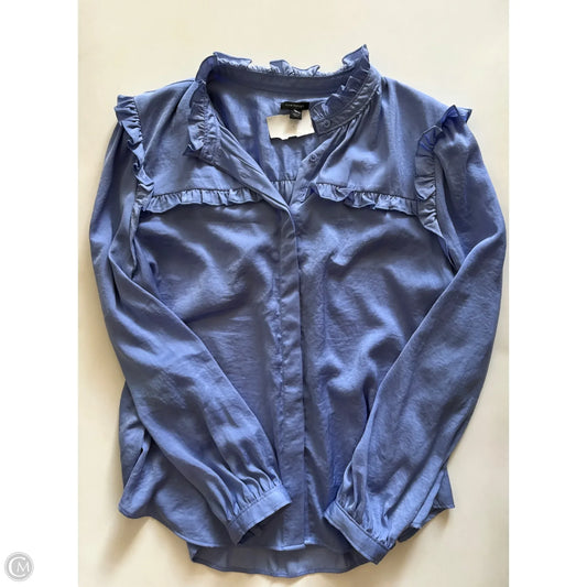 Blouse Long Sleeve By Ann Taylor In Blue, Size: Xl