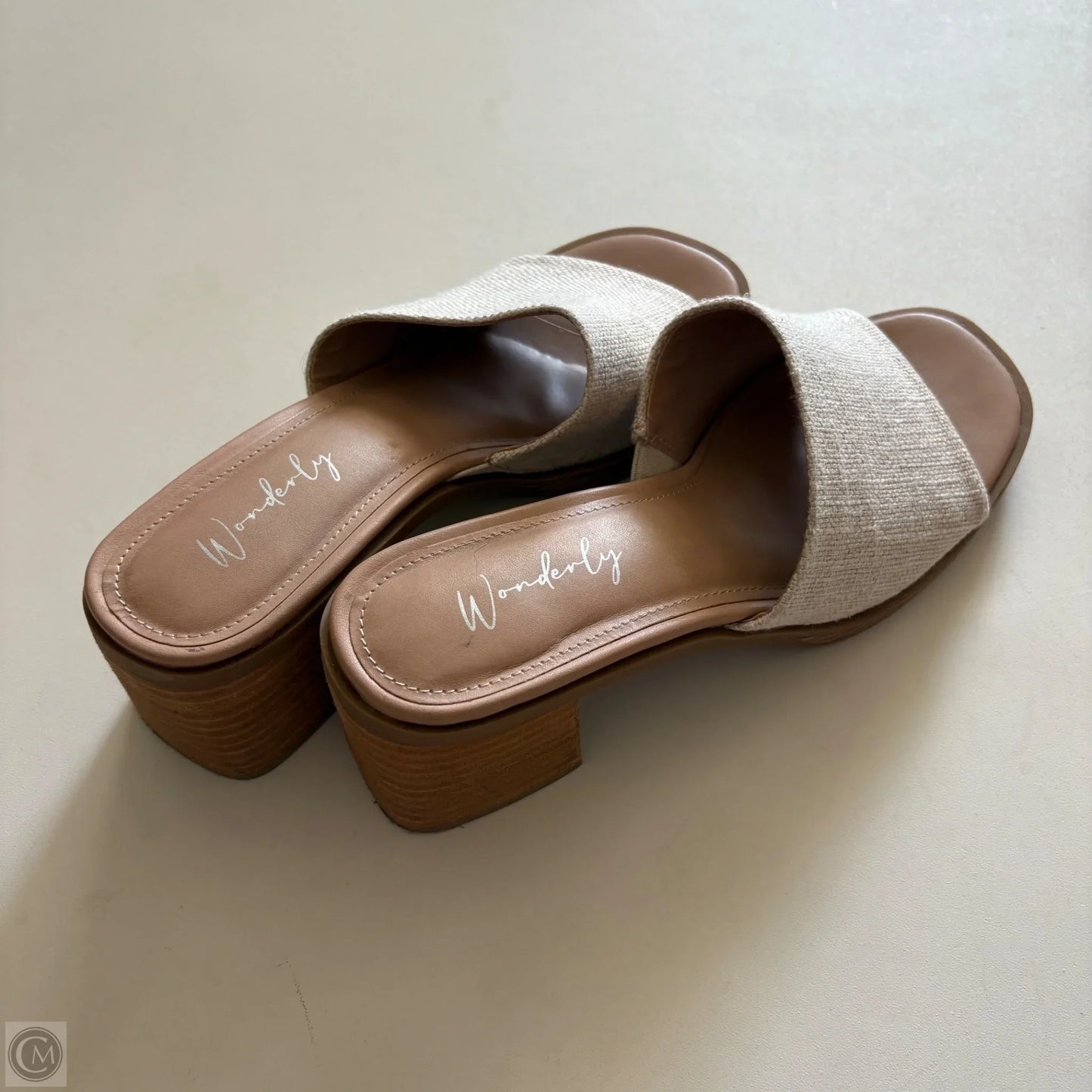 Sandals Heels Block By Wonderly In Cream, Size: 7.5