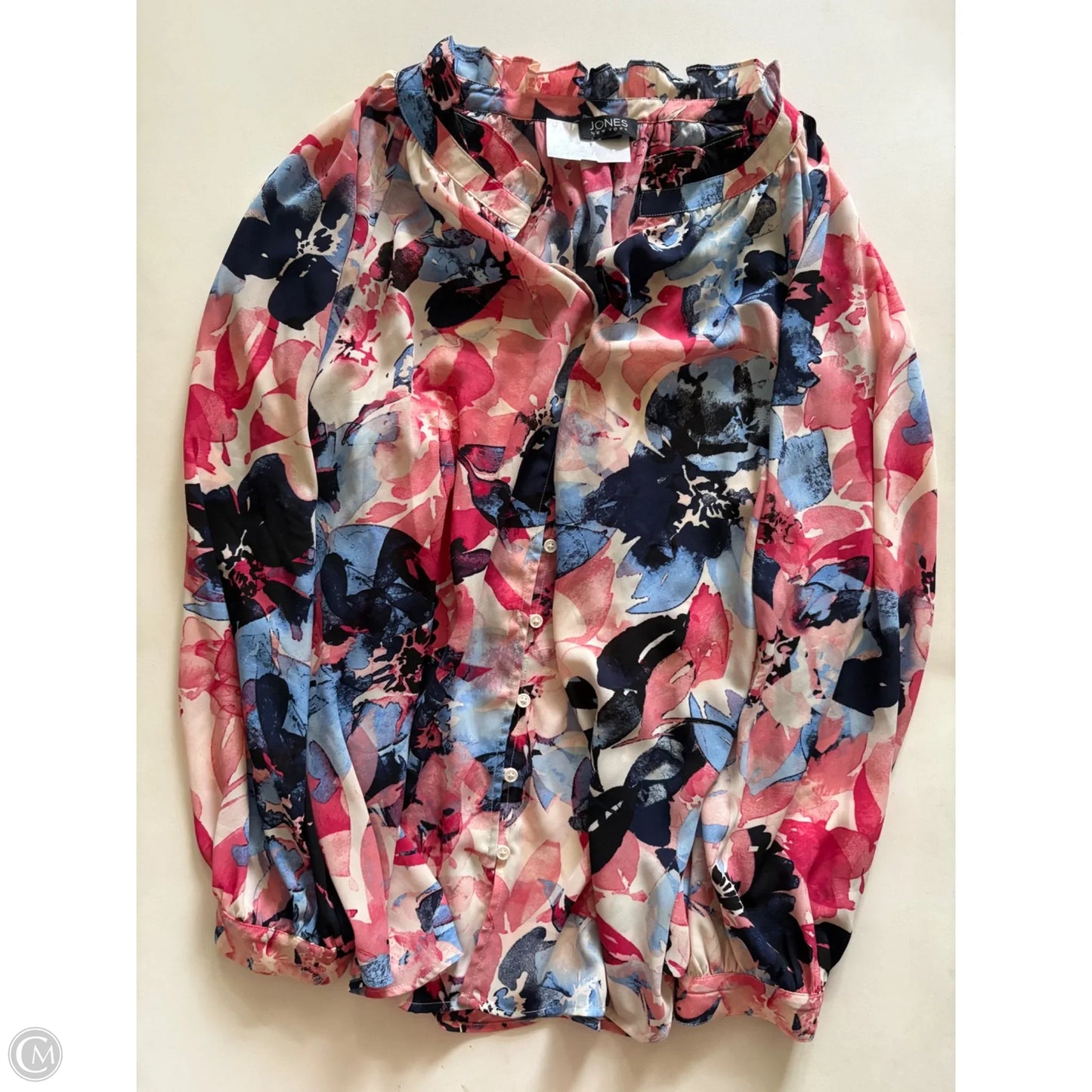 Top Long Sleeve By Jones New York In Blue & Red, Size: 2x