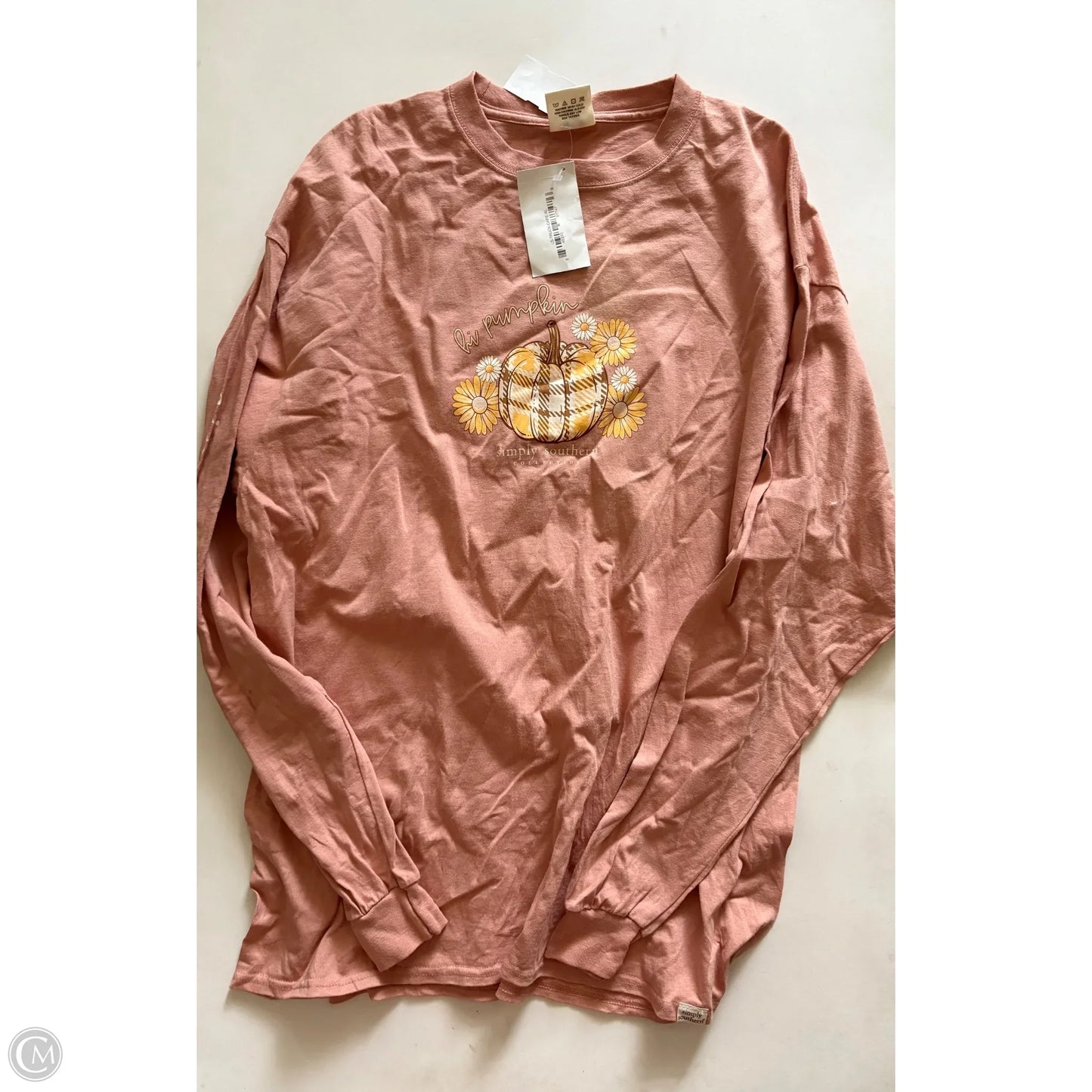 Top Long Sleeve By Simply Southern In Peach, Size: Xl