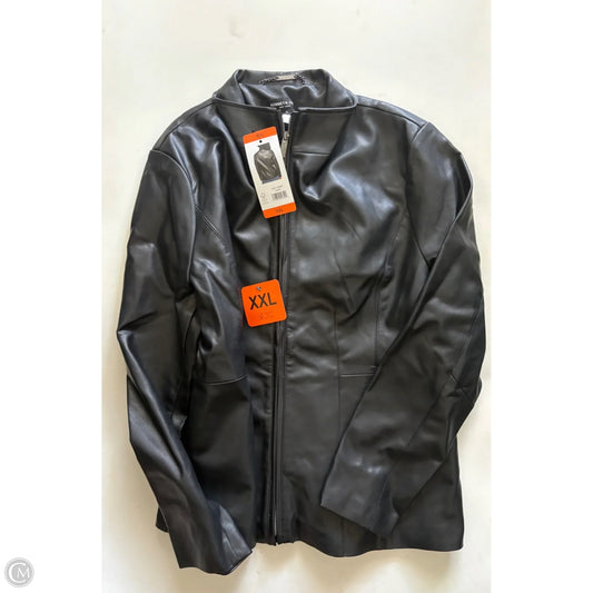 Jacket Moto Leather By Kenneth Cole In Black, Size: Xxl