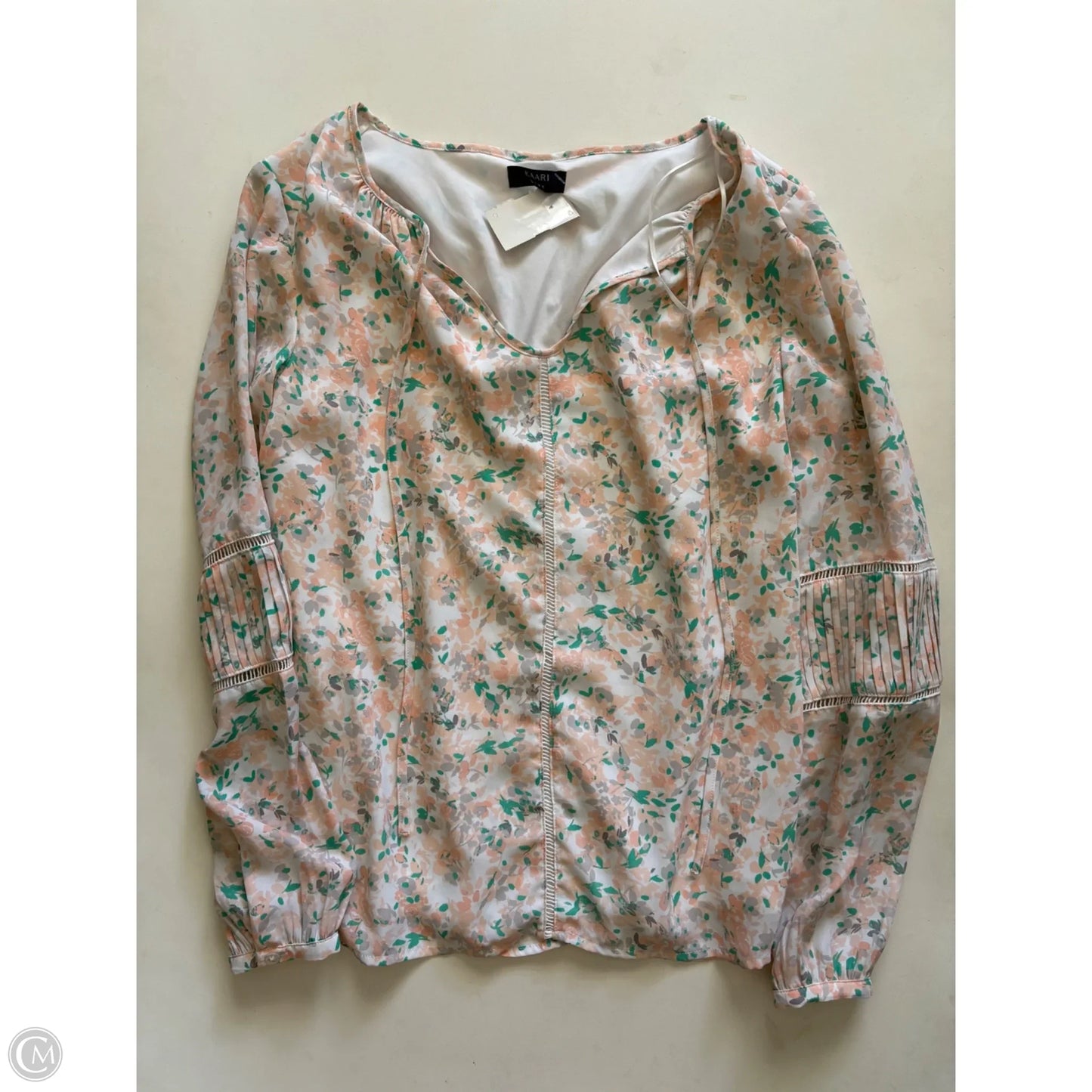 Top Long Sleeve By Kaari Blue In Floral Print, Size: S