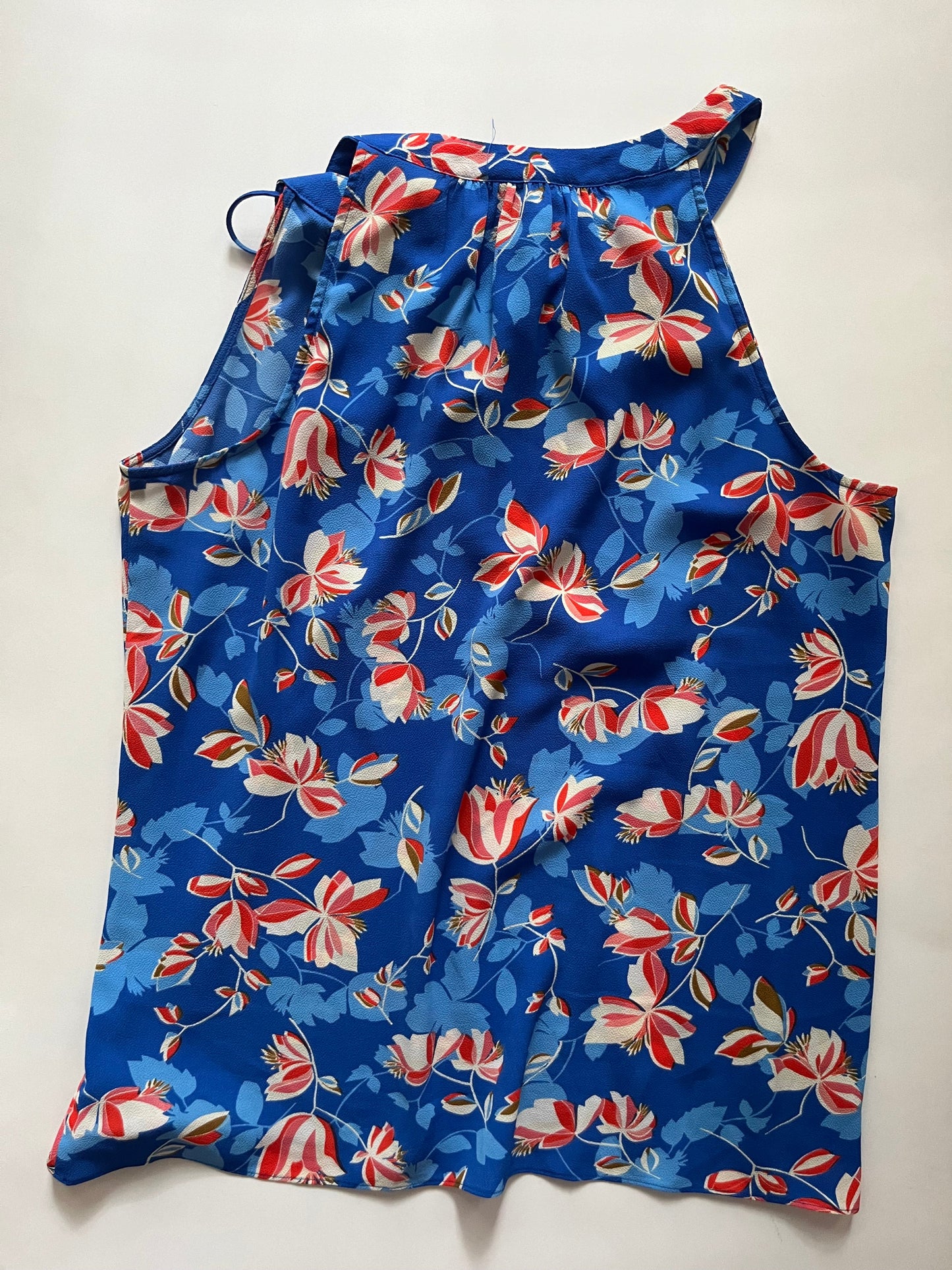 Blue Top Sleeveless Rose And Olive, Size L