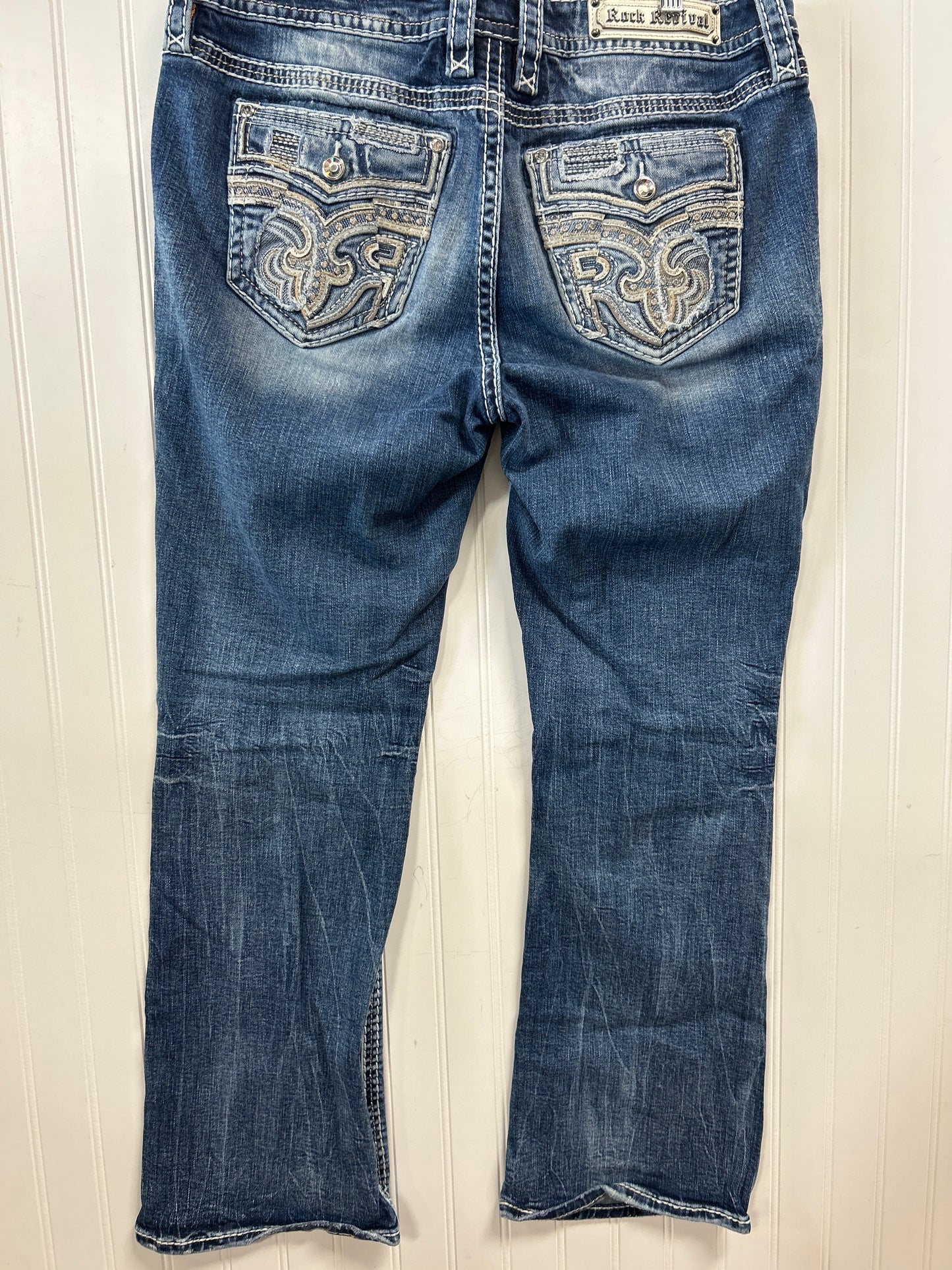 Jeans Flared By Rock Revival In Blue Denim, Size:10