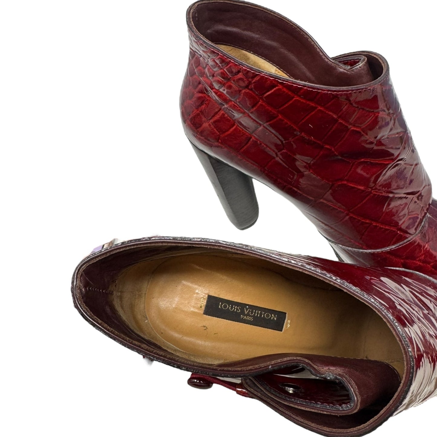 Delft Cornelia Croc Ankle Boots Luxury Designer By Louis Vuitton In Red, Size: 9 (IT 39)