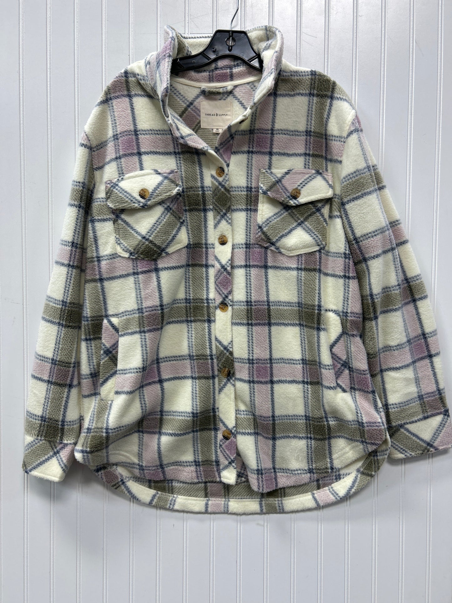 Jacket Fleece By Thread And Supply In Purple & White, Size:Xl