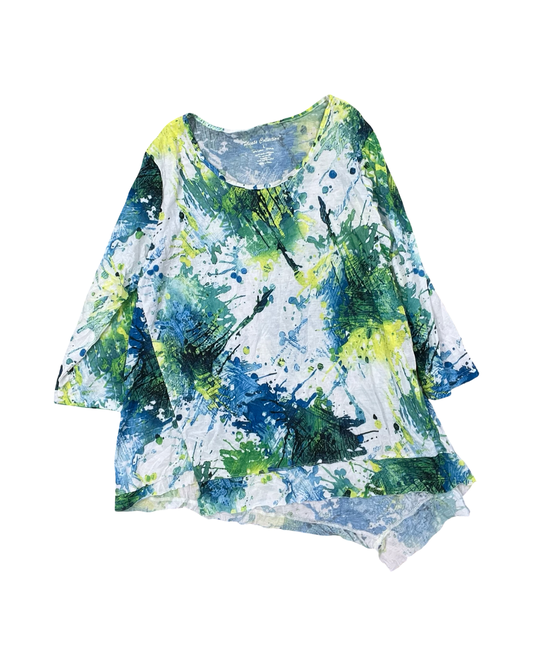 Top Ls By Clothes Mentor In Green & White, Size:L