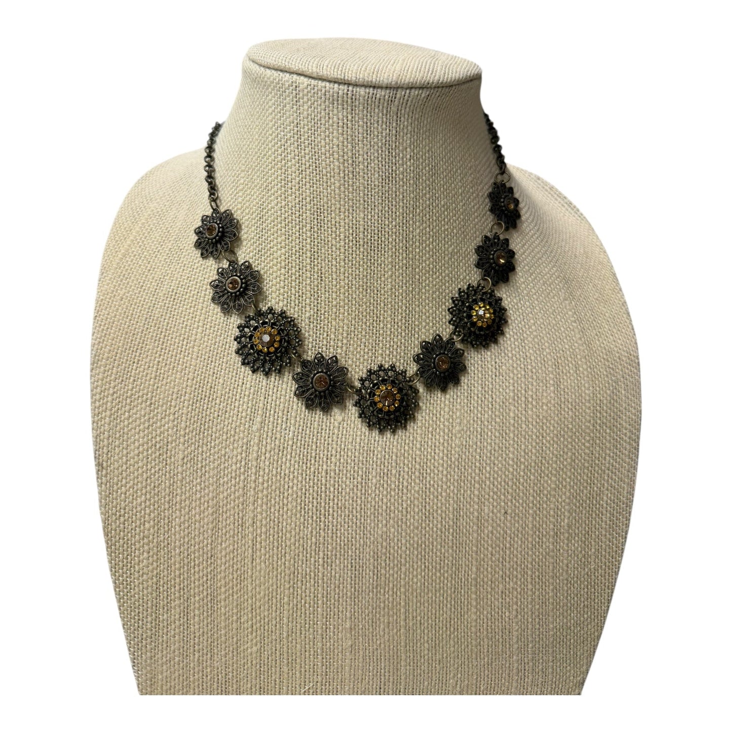 Necklace Statement  In Brown & Orange